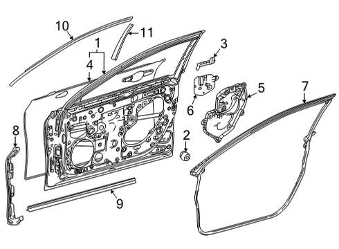 2021 Toyota Mirai Door & Components Outer Panel Diagram for 67111-62020