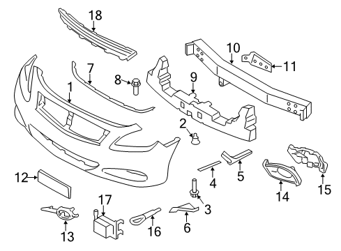 2013 Infiniti G37 Cruise Control System Front Bumper Grille Left Diagram for 62257-1NX0C