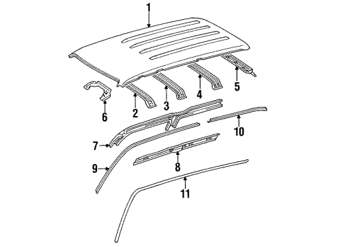 1992 Toyota Land Cruiser Roof & Components Reinforcement Diagram for 63141-60010