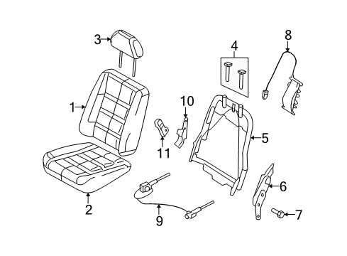 2006 Ford Freestyle Front Seats Seat Cushion Diagram for 5F9Z-7462901-CAA