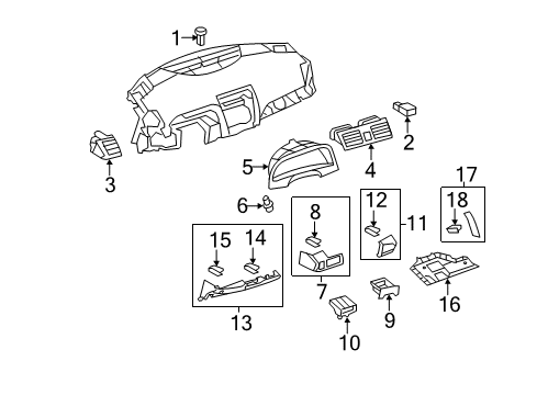 2010 Toyota Camry Automatic Temperature Controls License Lamp Clip Diagram for 90467-07071-22