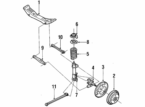 1988 Mercury Tracer Rear Suspension Components, Stabilizer Bar Lateral Link Diagram for E7GZ5500A