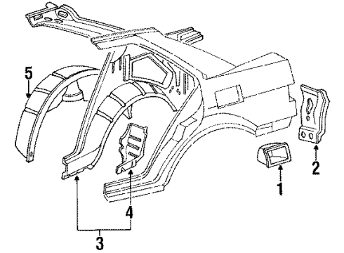 1989 Acura Integra Quarter Panel - Inner Components Wheelhouse, Left Rear Diagram for 70690-SE7-A01ZZ