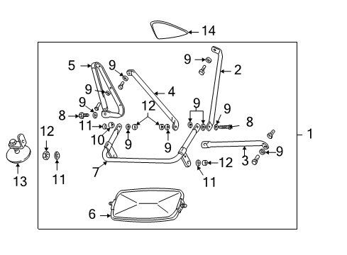 2001 GMC Sierra 2500 Outside Mirrors Brace, Osrv Mirror Upper Front RH *Black Diagram for 12474094