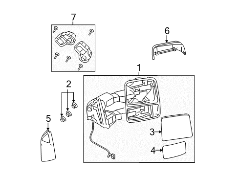 2008 Ford F-350 Super Duty Outside Mirrors Mirror Diagram for 8C3Z-17682-DB