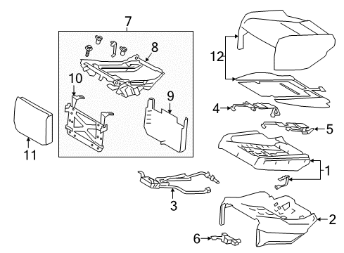 2019 Lexus LS500 Rear Seat Components Rear Seat Cover Sub-Assembly Diagram for 71076-50C10-A3