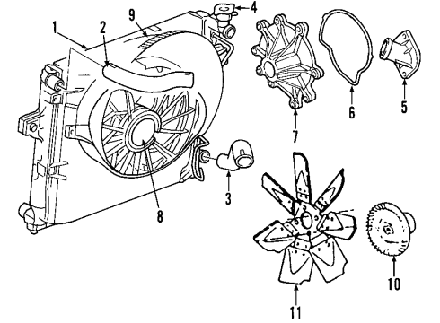 2007 Jeep Commander Cooling System, Radiator, Water Pump, Cooling Fan SHROUD-Fan Diagram for 5143209AC