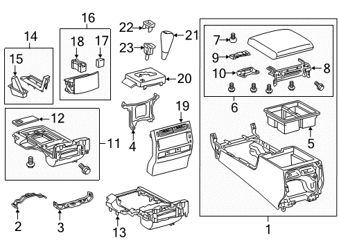 2017 Toyota Land Cruiser Console Console Assembly Diagram for 88520-60861-A2