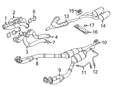 1998 BMW 540i Powertrain Control Converter Pipe Diagram for 18307505321