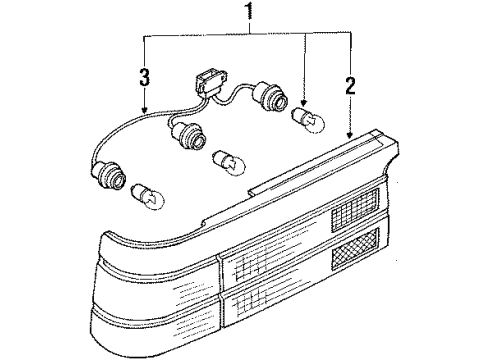 1984 Nissan Sentra Tail Lamps Lens Combination Lamp Diagram for 26554-14A25