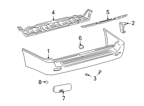 2004 Toyota Land Cruiser Rear Bumper Access Cover Diagram for 61875-60020-B0