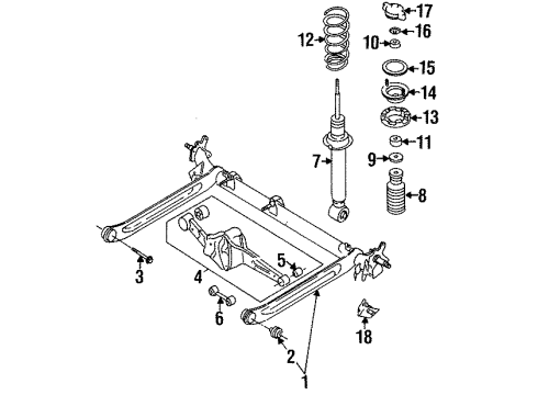 1999 Nissan Sentra Rear Suspension Cover Assembly-Bound Bumper, Rear Diagram for 55248-4B000