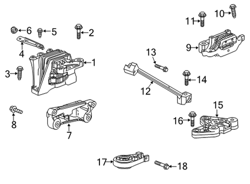 2020 Buick Encore GX Automatic Transmission Transmission Mount Bracket Diagram for 42481280