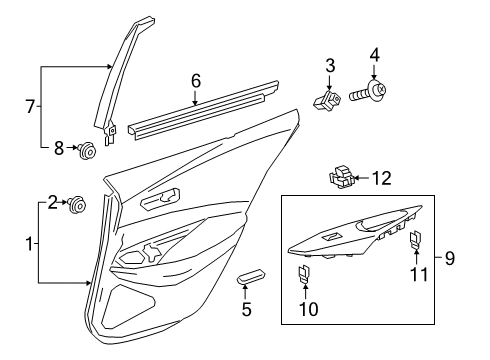 2020 Toyota Corolla Front Door Door Trim Panel Diagram for 67630-02W70-C7