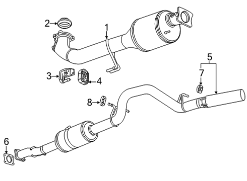 2021 GMC Sierra 2500 HD Diesel Aftertreatment System Converter & Pipe Hanger Diagram for 84263421
