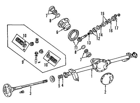 1996 Jeep Grand Cherokee Rear Axle, Differential, Propeller Shaft SPACER-Drive PINION Bearing Diagram for J3175779