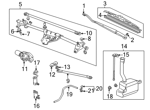 1999 Honda Odyssey Wiper & Washer Components Motor, Front Wiper Diagram for 76505-S0X-A01