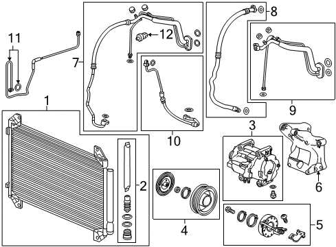 2017 Acura MDX A/C Condenser, Compressor & Lines Compressor Complete Diagram for 38810-5J6-A13