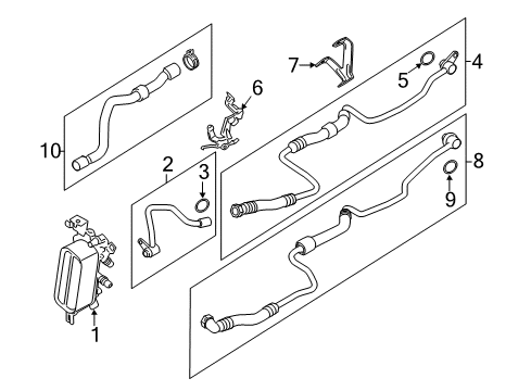 2015 BMW 550i GT xDrive Trans Oil Cooler Bracket, Oil Cooler Line Diagram for 17227601075