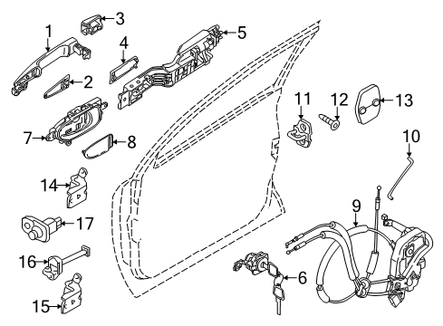 2019 Nissan Armada Switches Hinge Assy-Front Door Diagram for 80400-JK00A