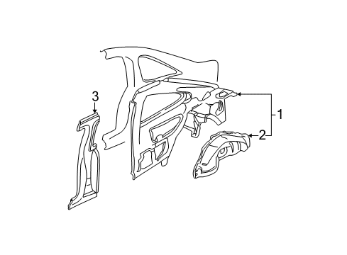 2002 Honda Civic Inner Structure - Quarter Panel Panel, R. RR. Inside Diagram for 64300-S5P-A00ZZ