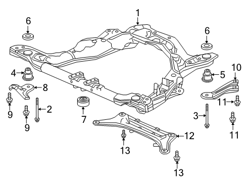 2020 Honda Ridgeline Suspension Mounting - Front Damper, FR. Sub-Frame Dynamic Diagram for 50205-TZ5-A01