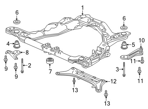2020 Honda Ridgeline Suspension Mounting - Front Stay, Front Diagram for 50276-TZ5-A01