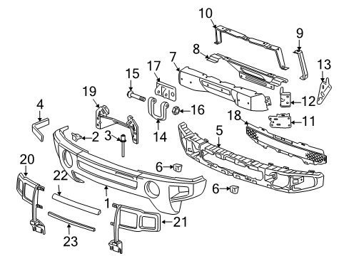 2009 Hummer H3 Front Bumper Bumper Cover Seal Diagram for 25926745