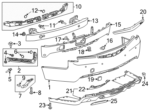 2017 Cadillac ATS Rear Bumper Center Bracket Diagram for 23145540