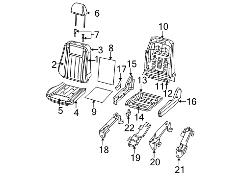 2005 Dodge Durango Front Seat Components Seat Cushion Foam Diagram for 5143582AA