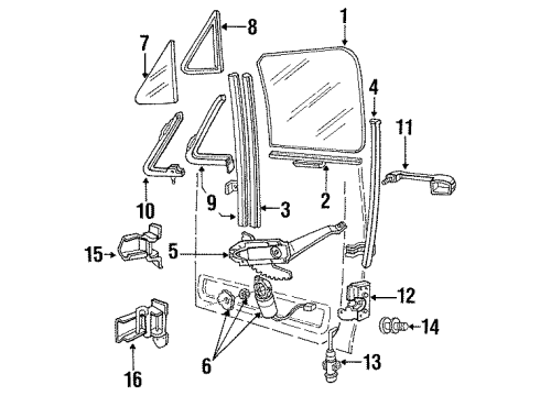 1991 Ford F-350 Front Door Glass & Hardware, Lock & Hardware Cylinder & Keys Diagram for F1TZ1521984A