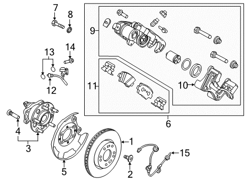2021 Hyundai Ioniq Rear Brakes Brake Assembly-Rear Wheel, LH Diagram for 58210-G7300