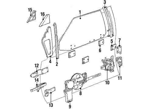 1987 BMW 635CSi Door - Glass & Hardware Front Right Window Guide Diagram for 51331888042