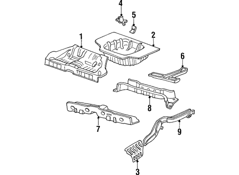 1998 Hyundai Sonata Rear Body - Floor & Rails Panel Complete-Intermediate Floor Diagram for 65300-34101