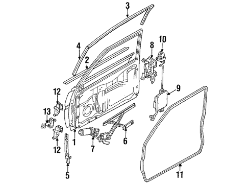 1985 Nissan 200SX Door & Components, Glass & Hardware, Exterior Trim WEATHERSTRIP Body Side LH Diagram for 76821-01F00