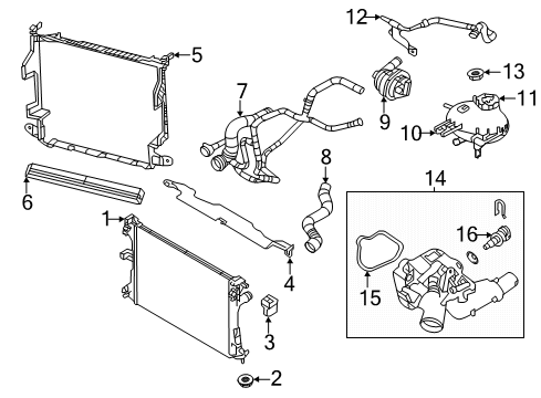 2020 Jeep Renegade Radiator & Components Radiator Outlet Diagram for 68457421AA