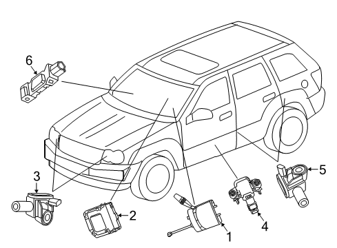 2018 Jeep Grand Cherokee Air Bag Components Sensor-Intrusion Module Diagram for 68329822AA