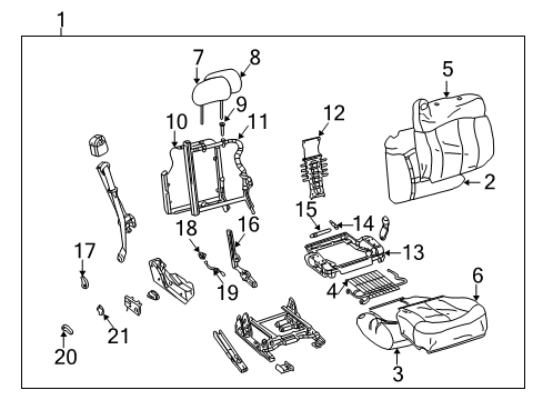 2003 GMC Sierra 2500 Front Seat Components Pad, Passenger Seat Cushion Diagram for 88941607