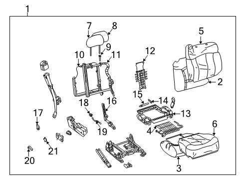 1999 Chevrolet Silverado 1500 Front Seat Components Pad, Passenger Seat Cushion Diagram for 12473877