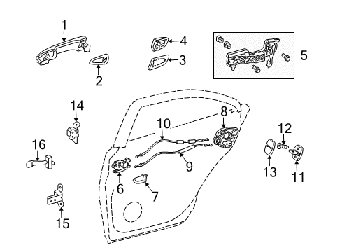 2012 Lexus HS250h Rear Door Rear Door Outside Handle Assembly, Right Diagram for 69210-76010-B3