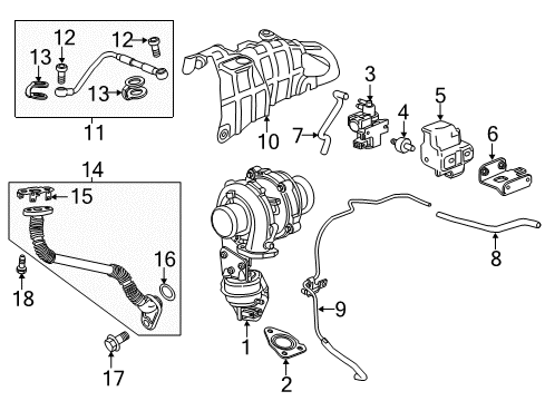 2015 Chevrolet Cruze Turbocharger Turbocharger Gasket Diagram for 55590052