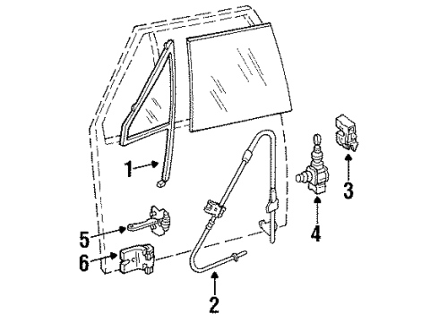 1990 Jeep Cherokee Door Glass & Hardware WEATHERSTRIP Glass Run Cha Diagram for 55235709