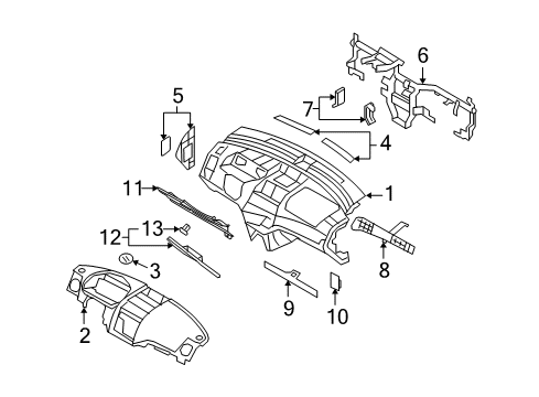 2010 Pontiac G3 Cluster & Switches, Instrument Panel Upper Reinforcement Diagram for 96655082