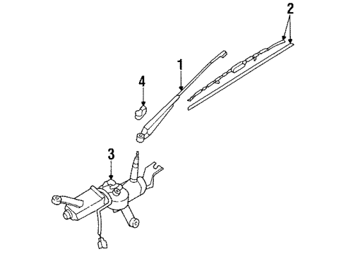 1990 Mitsubishi Precis Lift Gate - Wiper & Washer Components Pivot Kit-Wiper Linkage Diagram for 98721-24000
