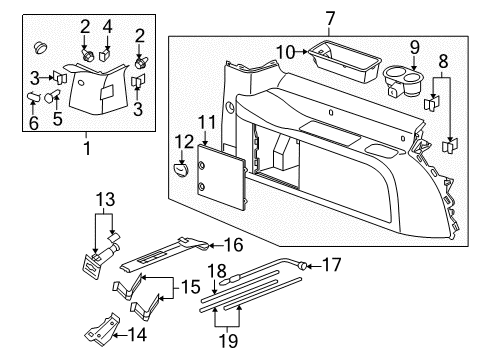 2011 Chevrolet Suburban 2500 Interior Trim - Quarter Panels Bracket Diagram for 15547900