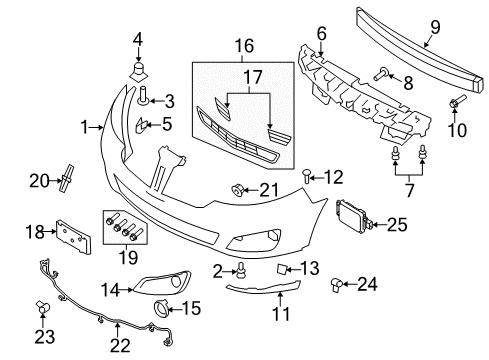 2011 Lincoln MKS Front Bumper Valance Diagram for 8A5Z-17626-AA