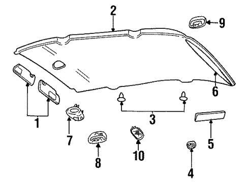 1998 Dodge Grand Caravan Interior Trim - Roof Handle Roof Grab Diagram for HW38TL2