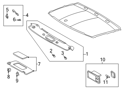 2002 Lexus SC430 Interior Trim - Roof Visor Assy, LH Diagram for 74320-24181-A0