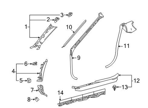 2022 Lexus LC500 Interior Trim - Pillars Cover, FR Door OPENI Diagram for 62317-11010-A1