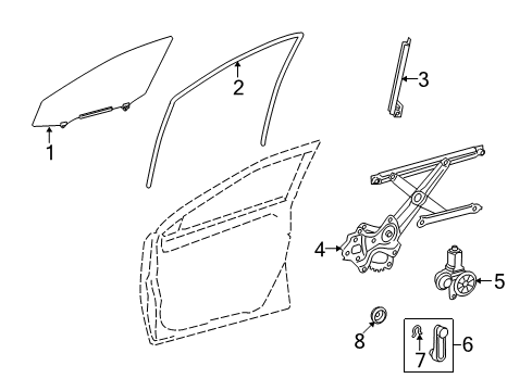 2011 Toyota Matrix Front Door Guide Channel Diagram for 67404-02100